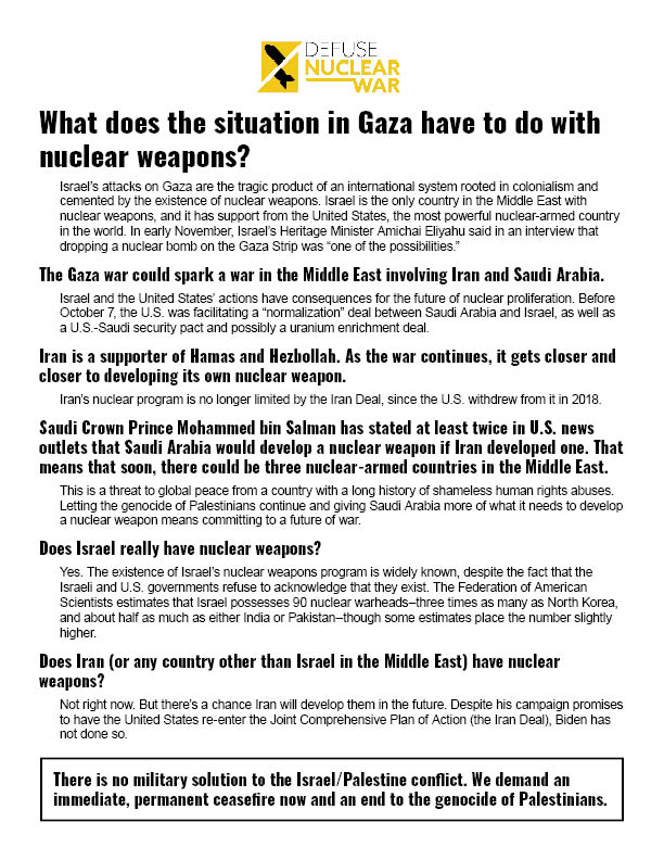 DNW Gaza and nuclear weapons FAQ