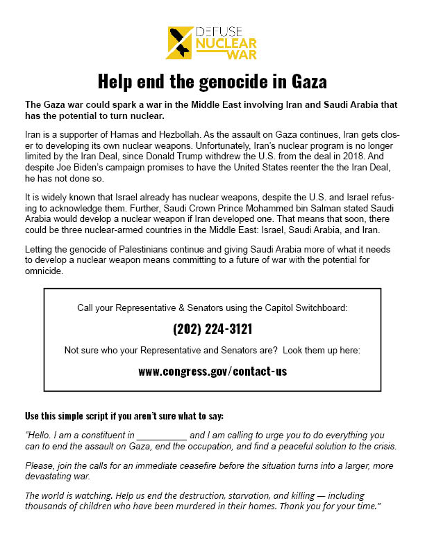 DNW Gaza and nuclear weapons FLYER