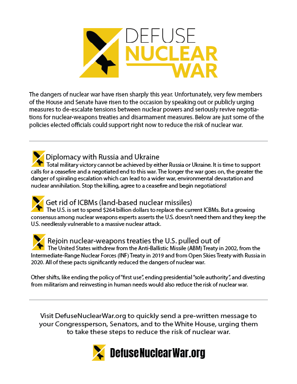 Defuse Nuclear War flyer